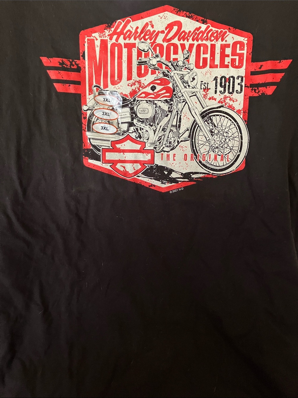 3xl Harley-Davidson Black, Red & White Motorcycle Shield Graphic Tee